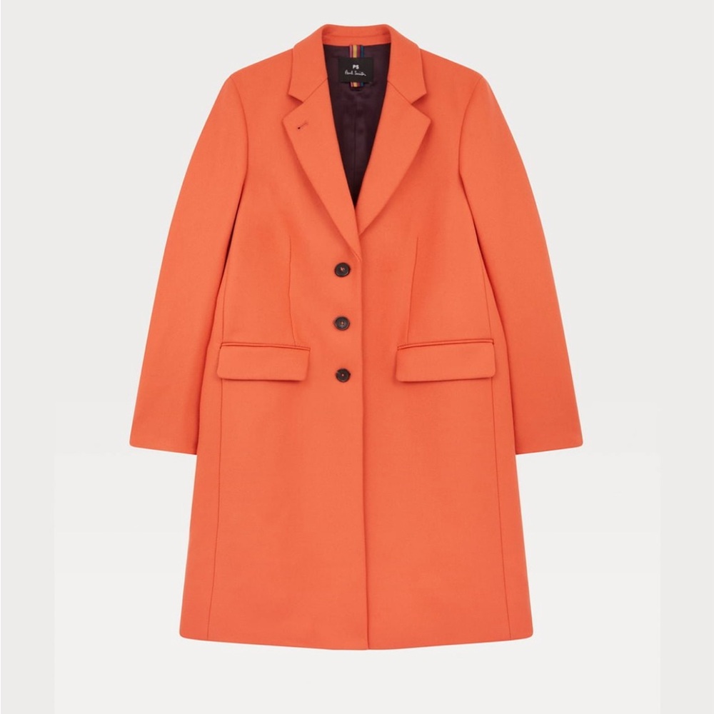 PAUL SMITH Orange colour block coat ORANGE
